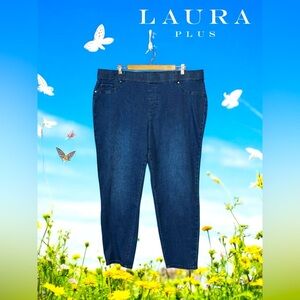 Laura Plus, Plus Size Slim-Leg Pull-On Jeans, 22W, Blue
